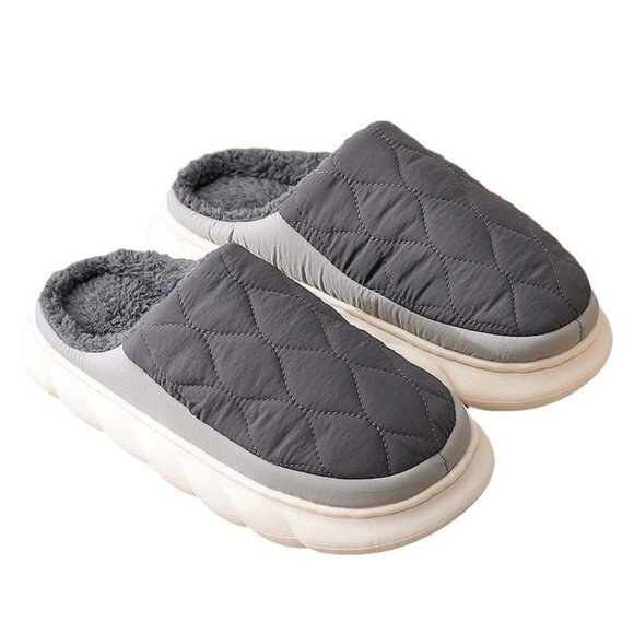 Men's Winter Puffer Slippers - Water-Resistant & Anti-Slip - Picture 1 of 7